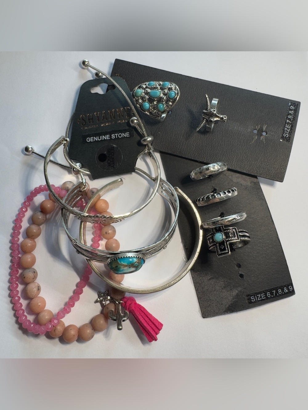 Shyanne Pink & Turquoise Mixed Stone Bracelet and Ring Set